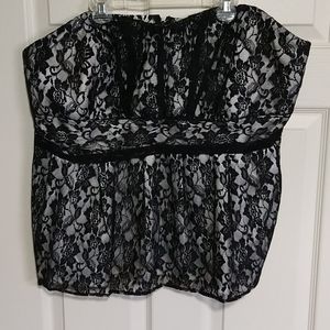 Lace corset style strapless top